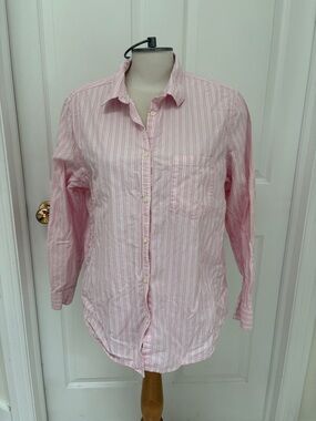 GAP Pink White Striped Button-Down Shirt ladies XL